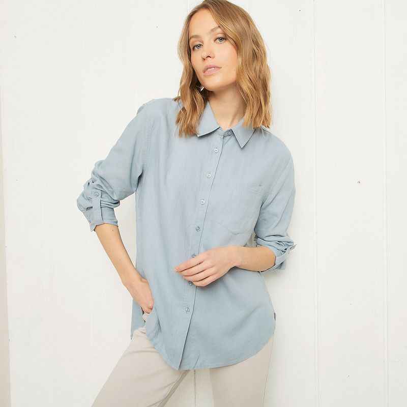 UNIVERSITY CLUB - Blusa Lino Manga Larga Mujer University Club