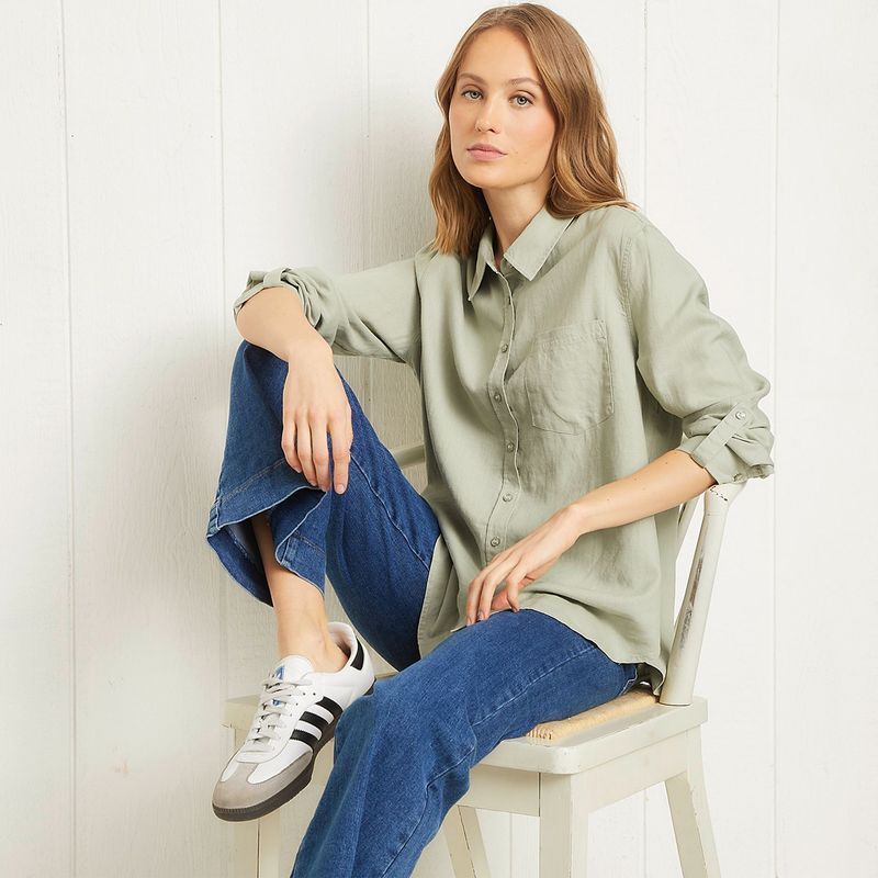 UNIVERSITY CLUB - Blusa Lino Manga Larga Mujer University Club