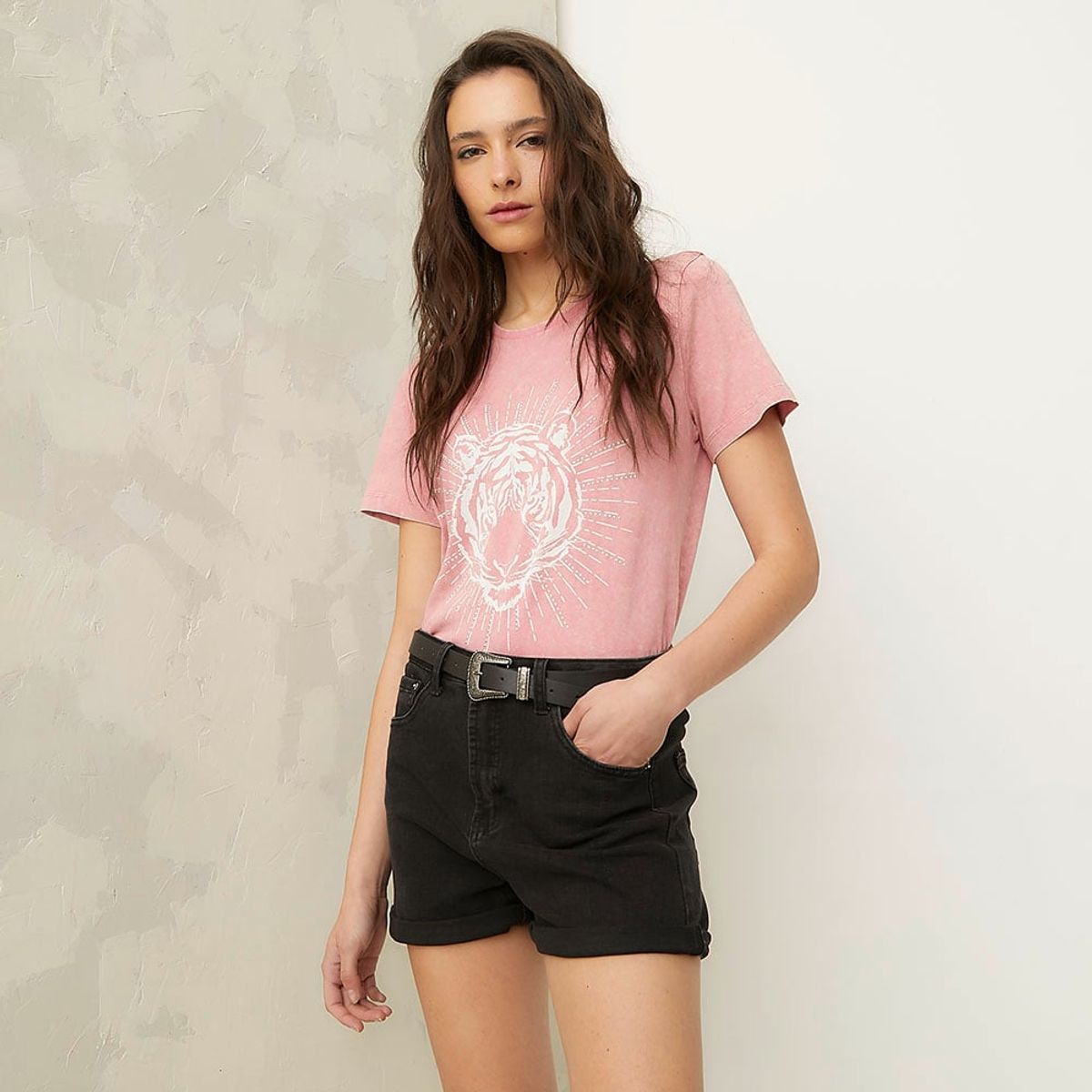 AMERICANINO - Polera Americanino Manga Corta Mujer Estampada Algodón