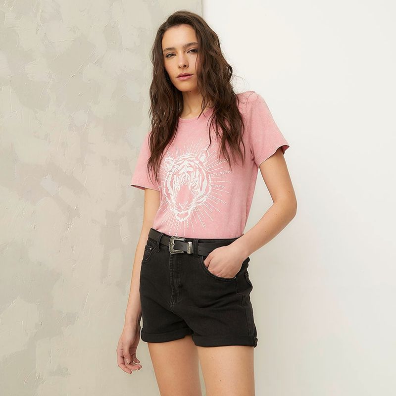 AMERICANINO - Polera Americanino Manga Corta Mujer Estampada Algodón