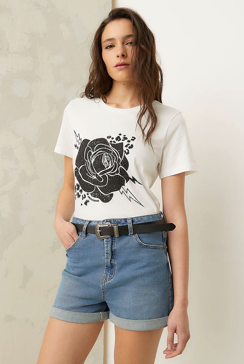 AMERICANINO - Polera Americanino Manga Corta Mujer Estampada Algodón