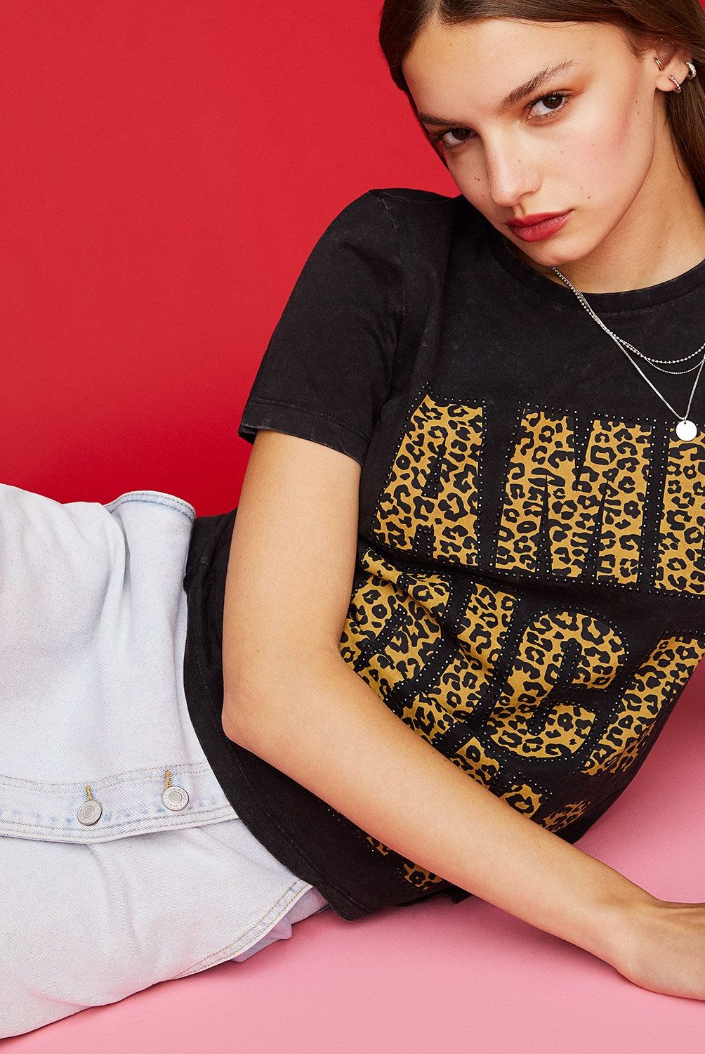 AMERICANINO - Polera Americanino Manga Corta Mujer Estampada Algodón