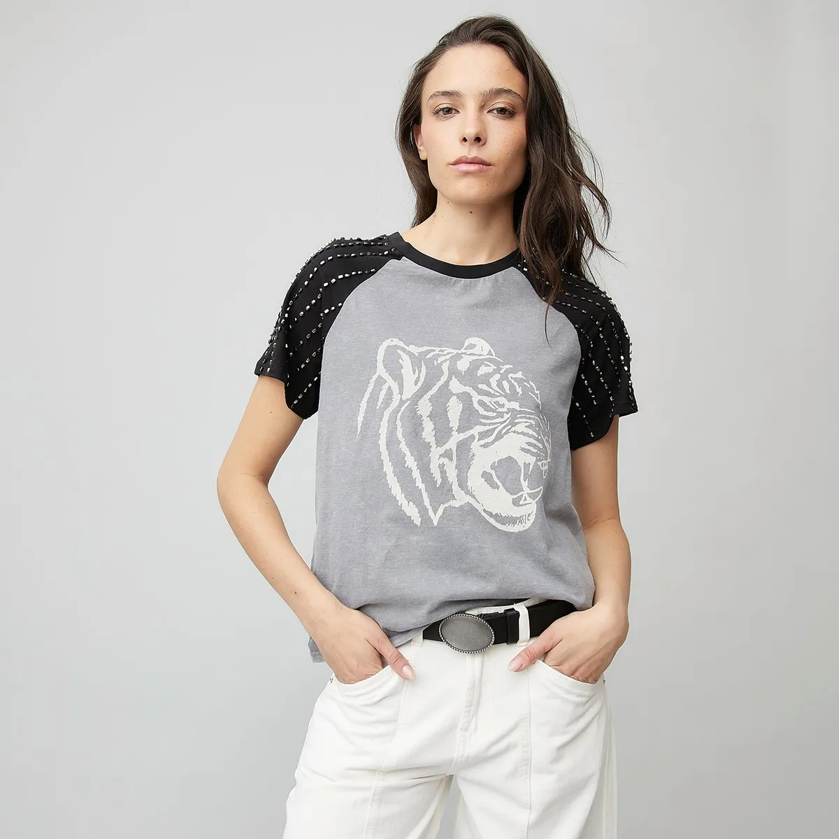 AMERICANINO - Polera Mujer Americanino Manga Corta Algodón Estampada