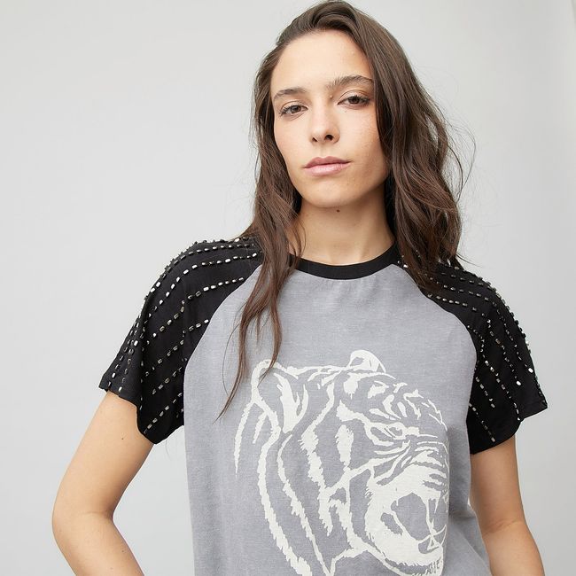 AMERICANINO - Polera Mujer Americanino Manga Corta Algodón Estampada