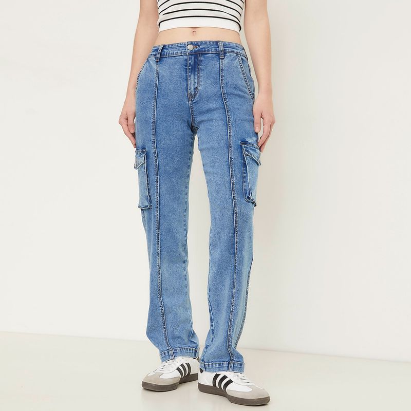 SYBILLA - Jeans Cargo Tiro Alto Mujer Sybilla