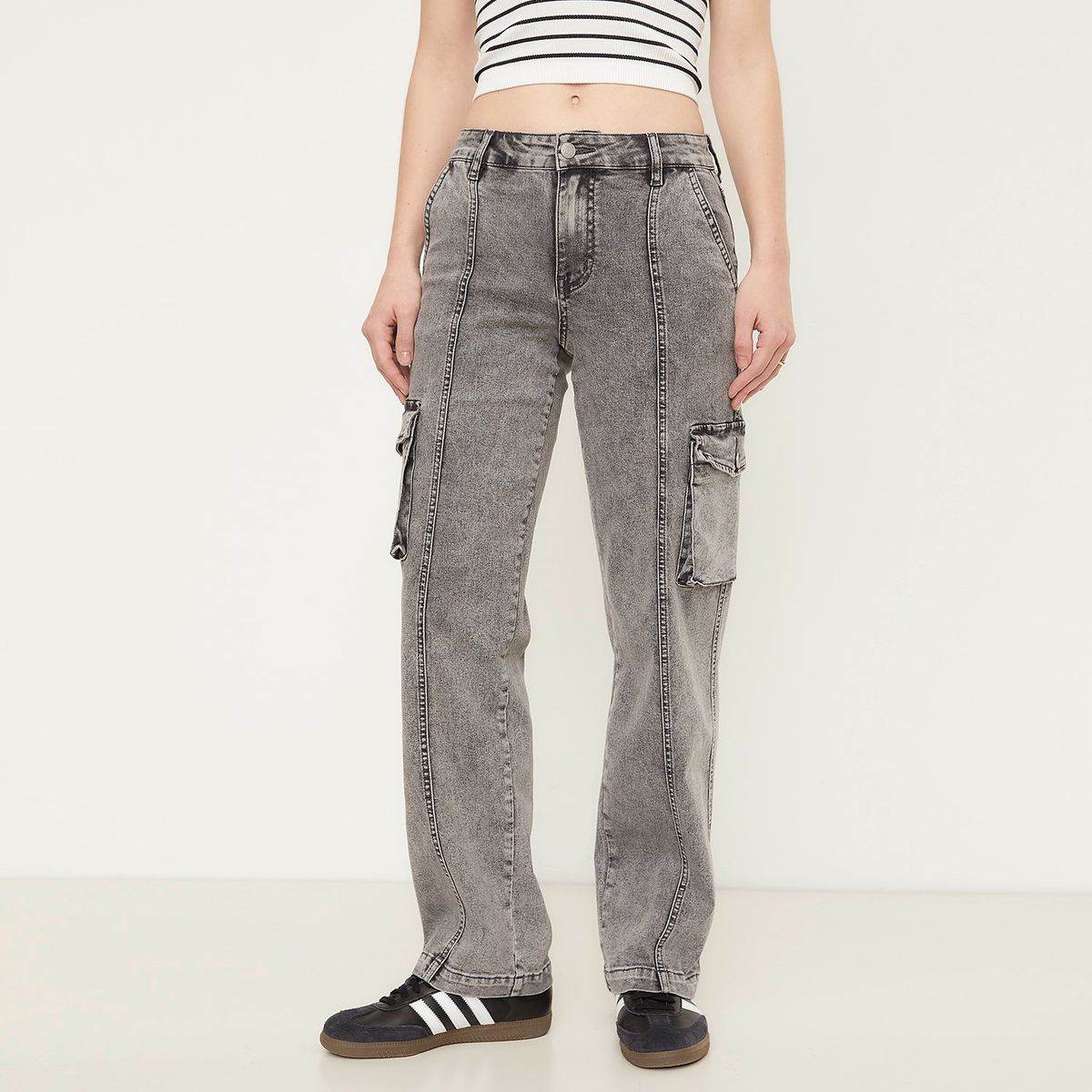 SYBILLA - Jeans Cargo Tiro Alto Mujer Sybilla