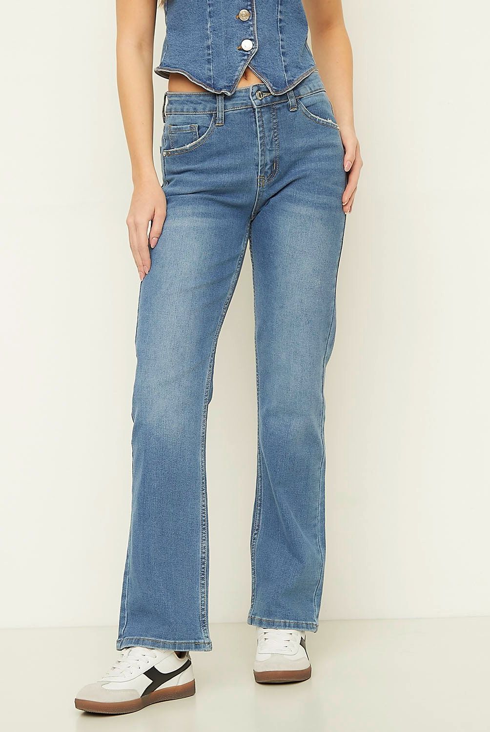 SYBILLA - Jeans Straight Tiro Alto Mujer Sybilla