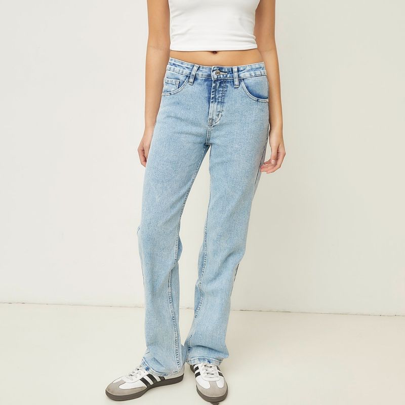 SYBILLA - Jeans Straight Tiro Alto Mujer Sybilla