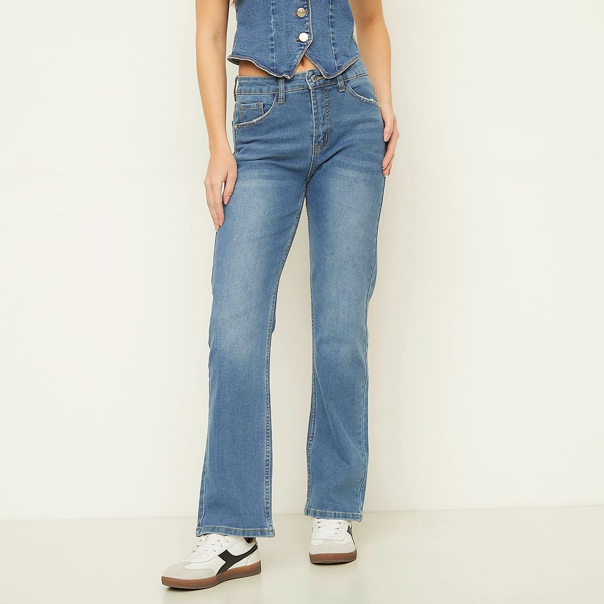 SYBILLA - Jeans Straight Tiro Alto Mujer Sybilla