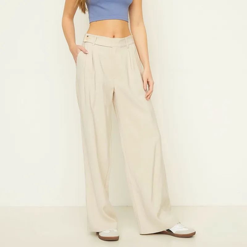 SYBILLA - Pantalón Sastrero Wide Leg Tiro Alto Mujer Sybilla