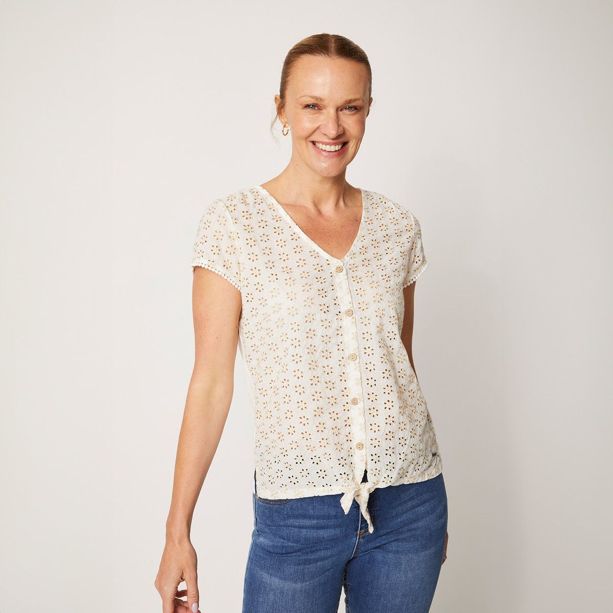 NEWPORT - Polera Lazada Manga Corta Mujer Newport