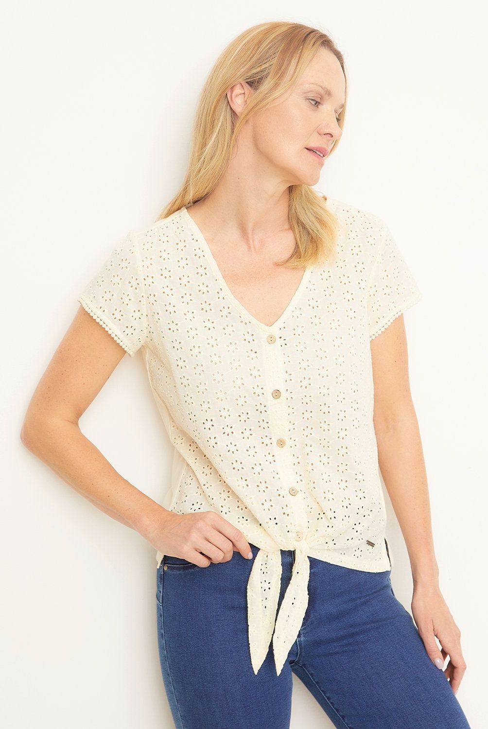 NEWPORT - Polera Lazada Manga Corta Mujer Newport