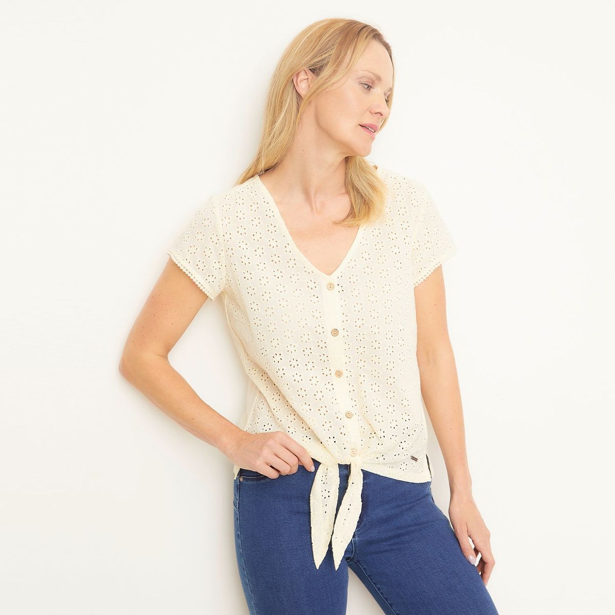 NEWPORT - Polera Lazada Manga Corta Mujer Newport