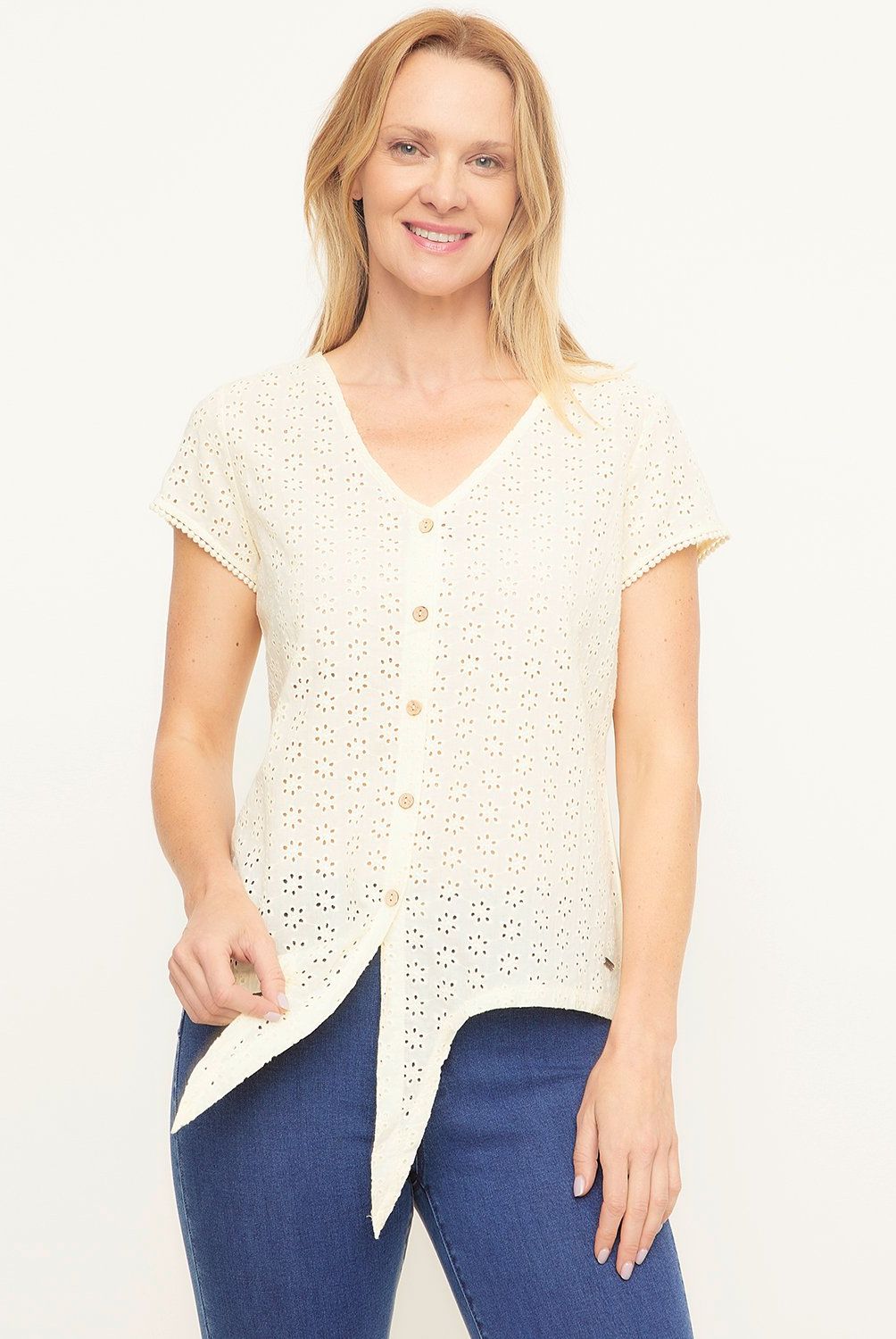 NEWPORT - Polera Lazada Manga Corta Mujer Newport