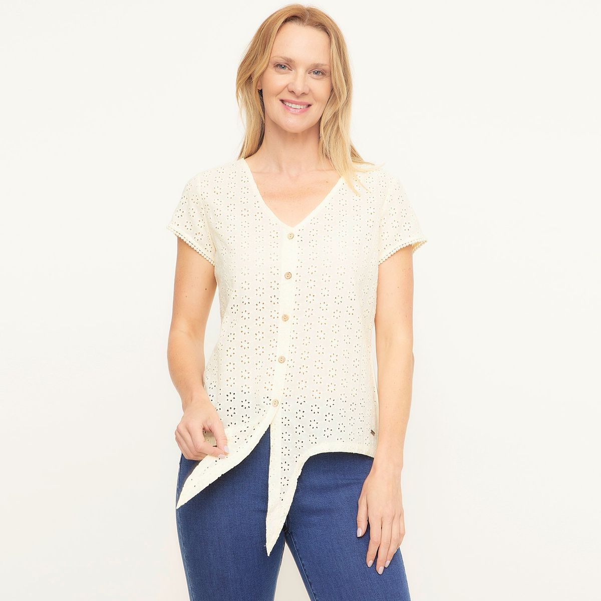 NEWPORT - Polera Lazada Manga Corta Mujer Newport