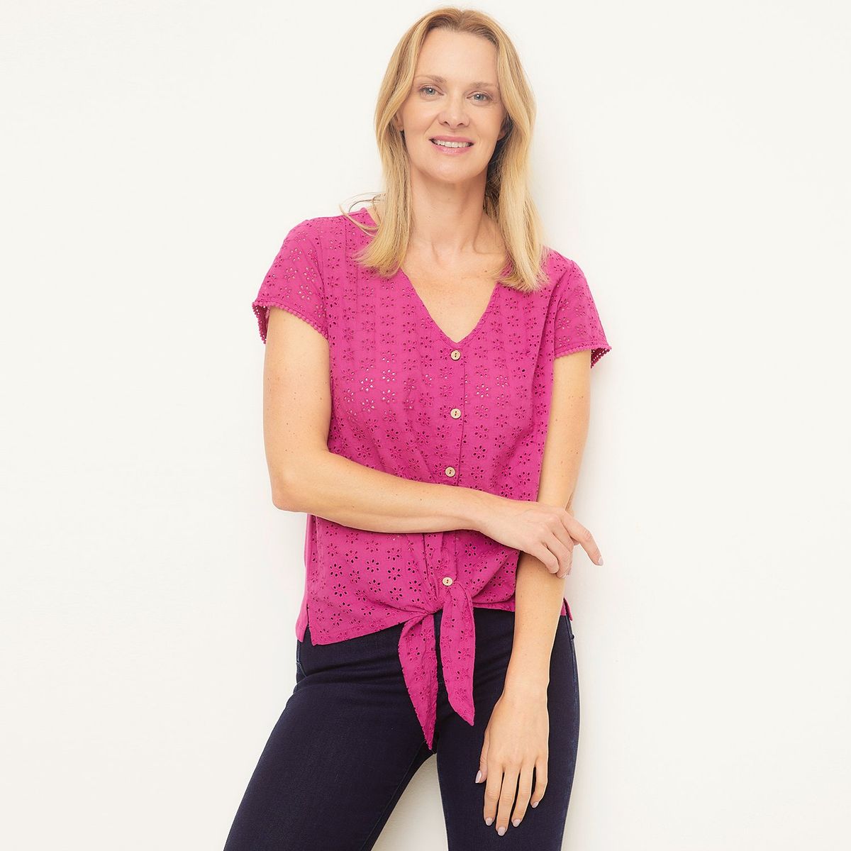 NEWPORT - Polera Lazada Manga Corta Mujer Newport