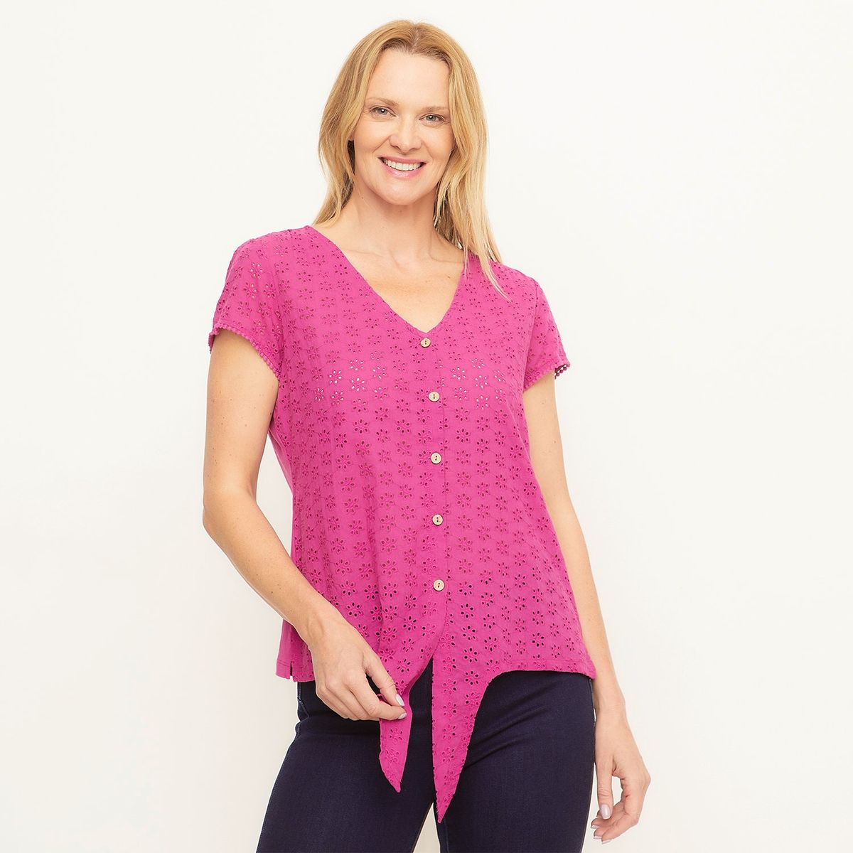 NEWPORT - Polera Lazada Manga Corta Mujer Newport