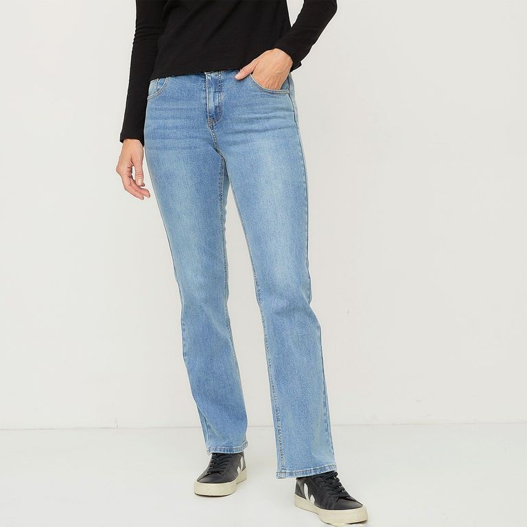 Jeans Straight Tiro Medio Mujer