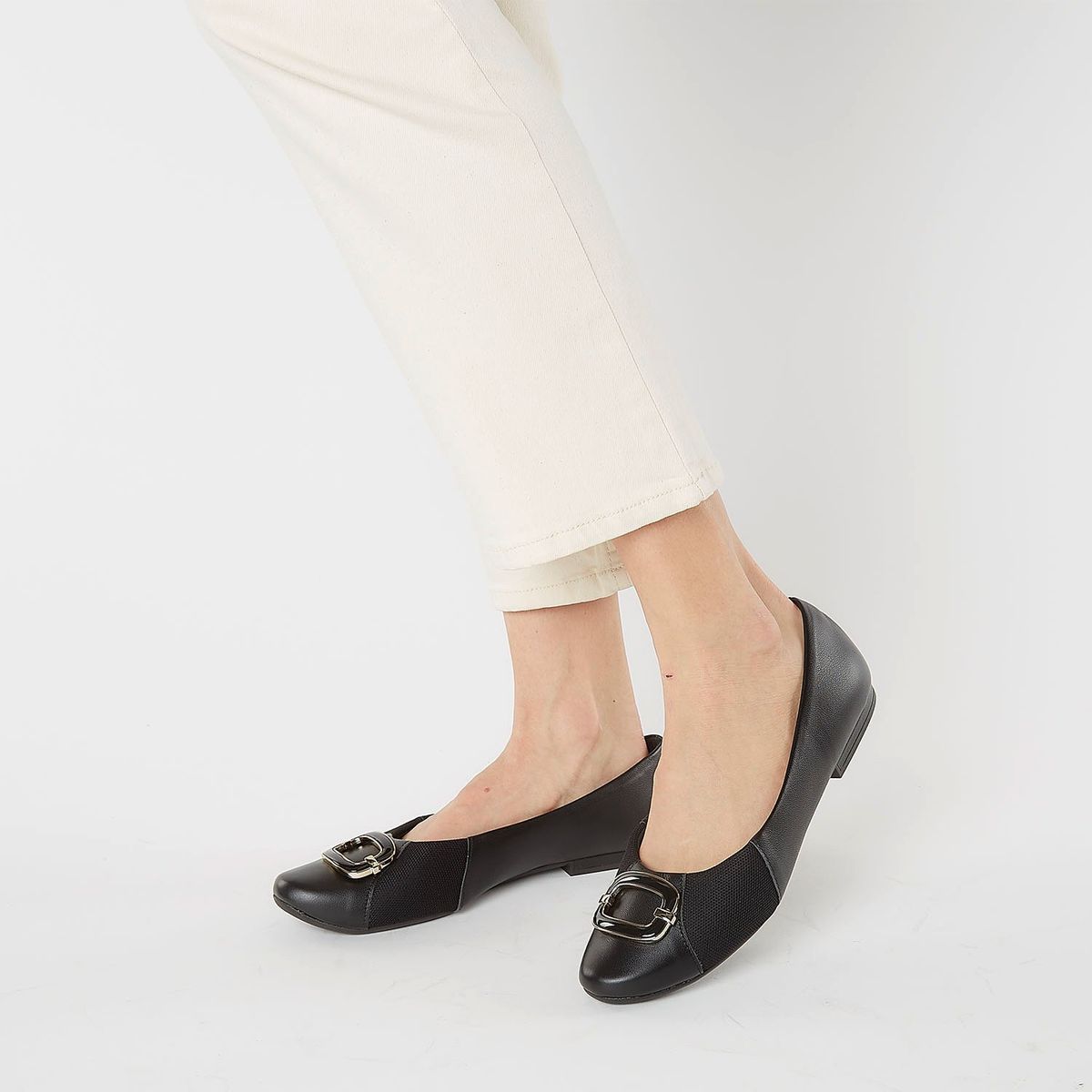 USAFLEX - Ballerina Mujer Cuero Negro Usaflex