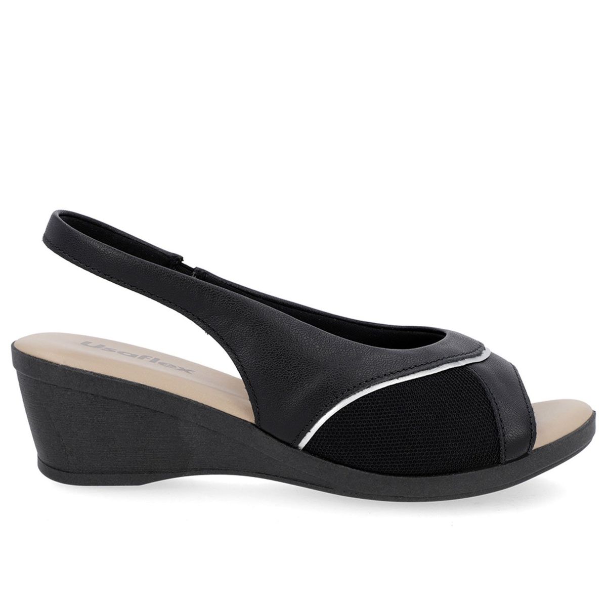USAFLEX - Sandalia Mujer Cuero Negro Usaflex