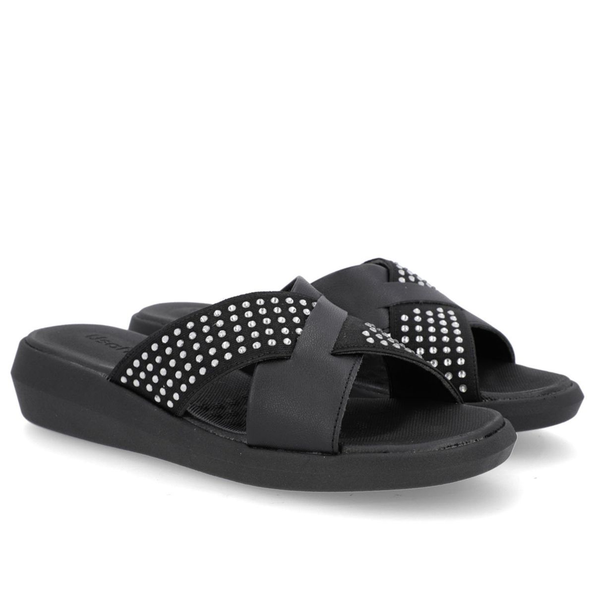 USAFLEX - Sandalia Mujer Cuero Negro Usaflex