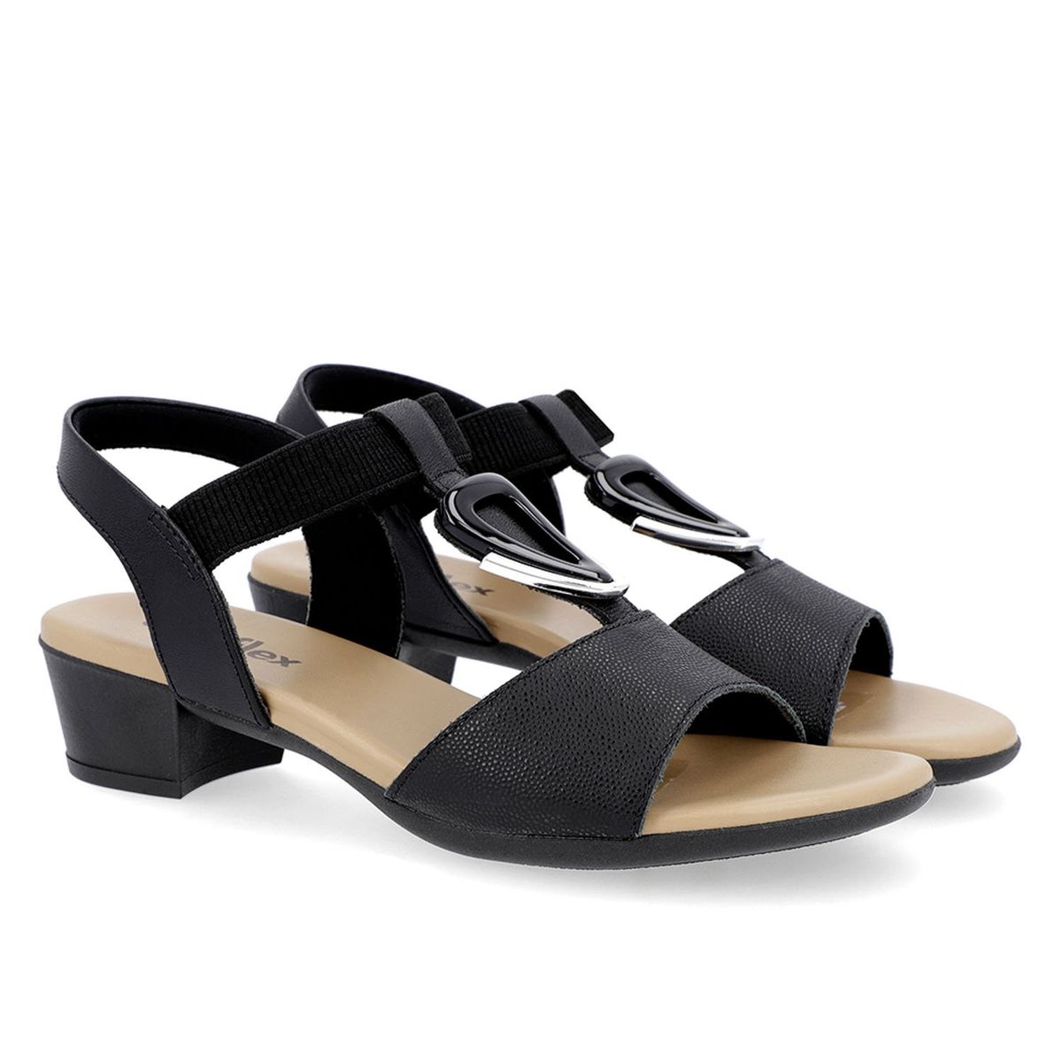 USAFLEX - Sandalia Mujer Cuero Negro Usaflex