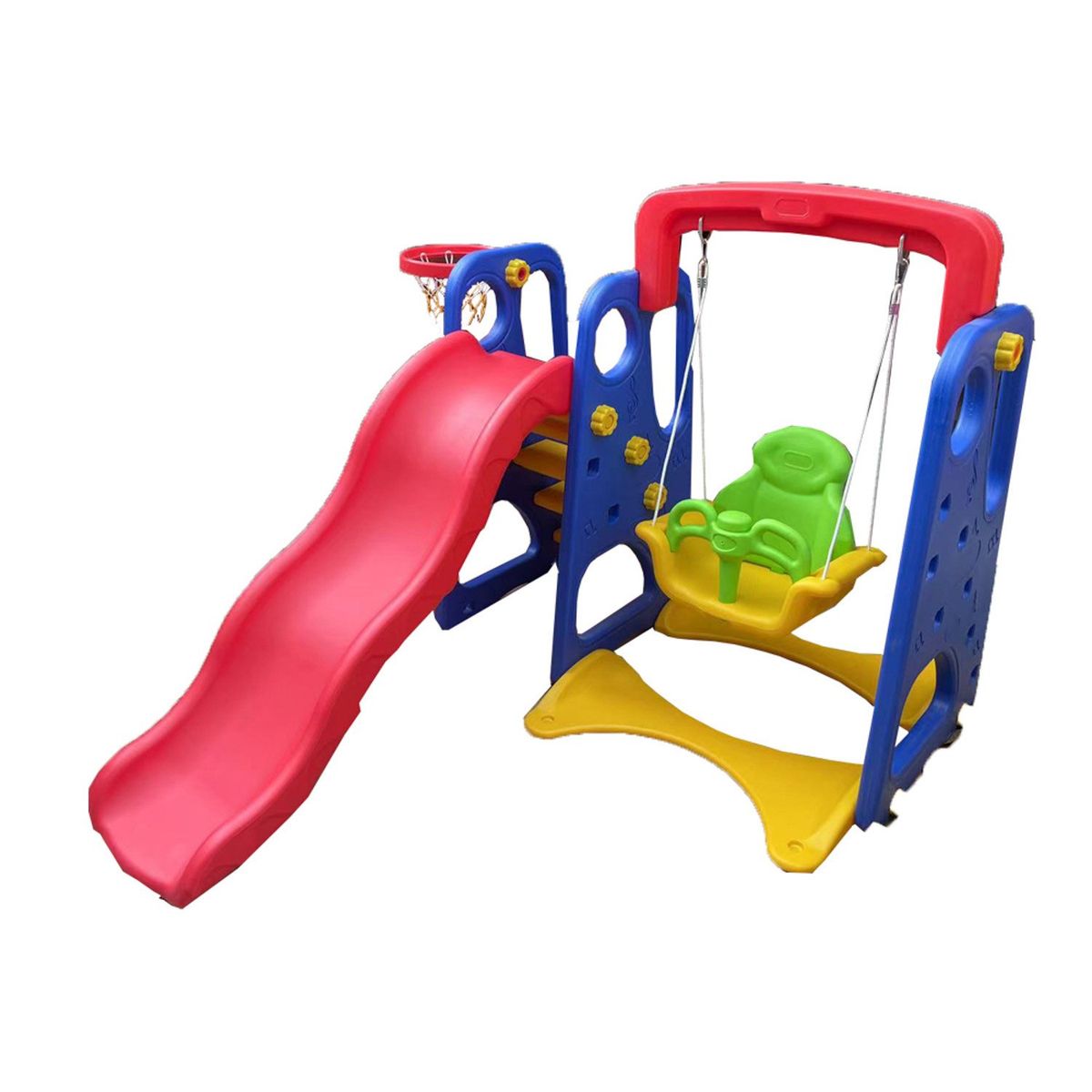 SCOOP - Resbalín 3 en 1 con Columpio y Aro de Básquetball 140x158x160 Scoop