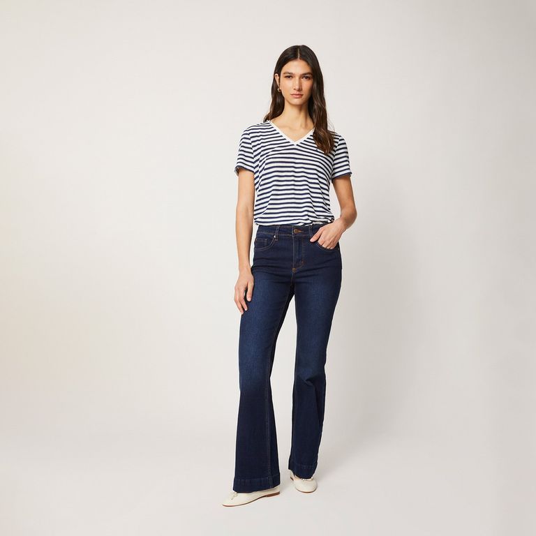 Jeans Flare Tiro Medio Mujer