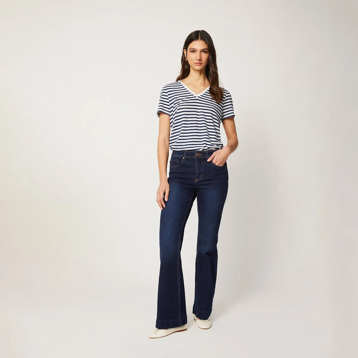 ELLE - Jeans Flare Tiro Medio Mujer Elle
