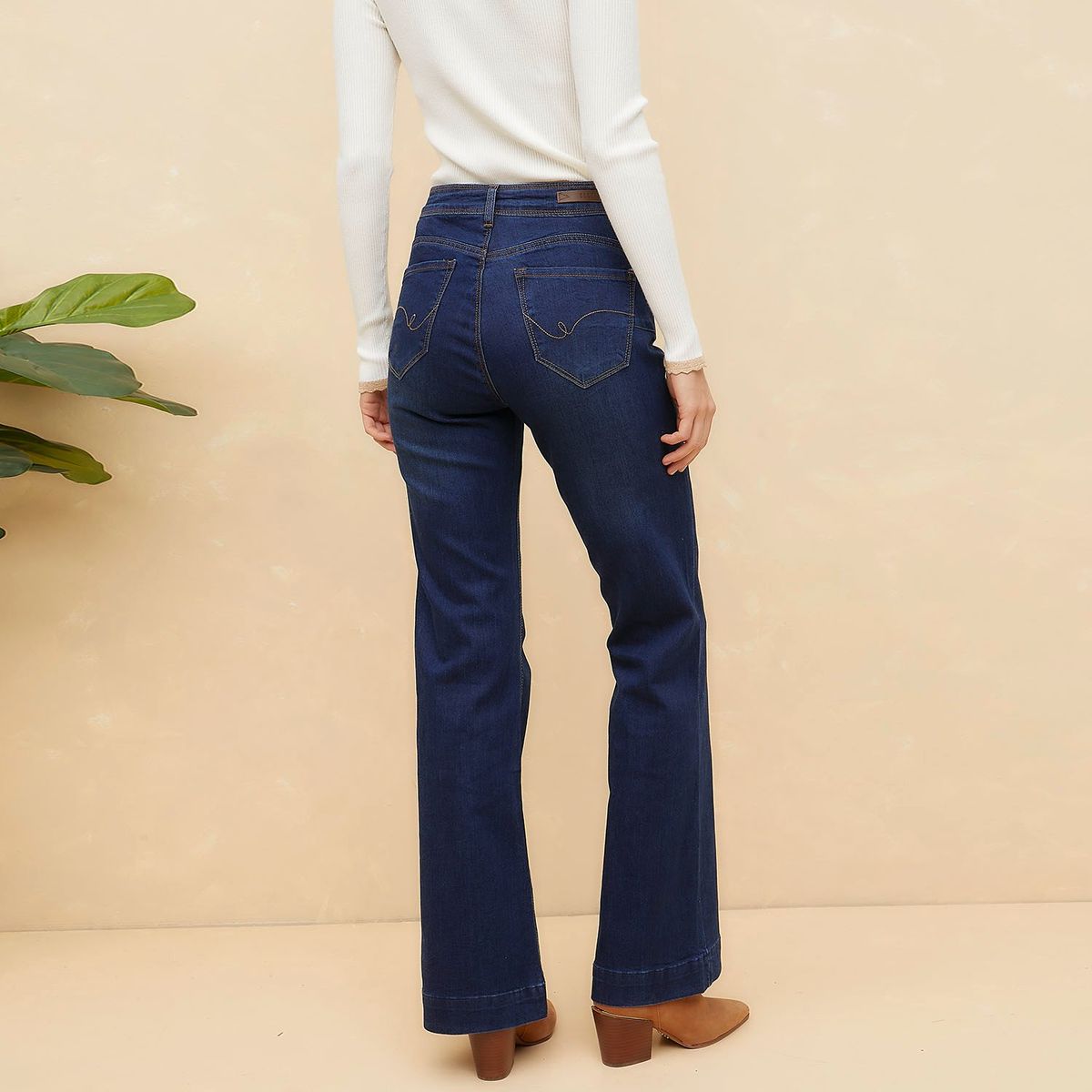 ELLE - Jeans Flare Tiro Medio Mujer Elle