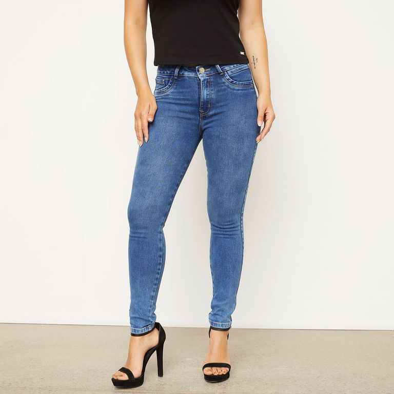 Jeans Skinny Tiro Medio Mujer