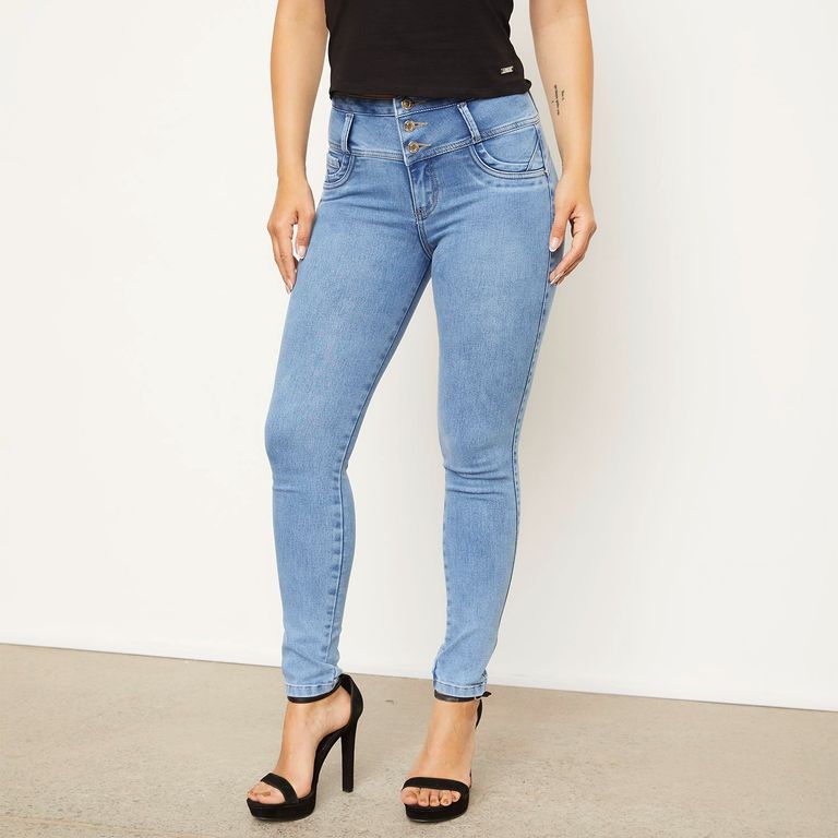 Jeans Skinny Tiro Medio Mujer