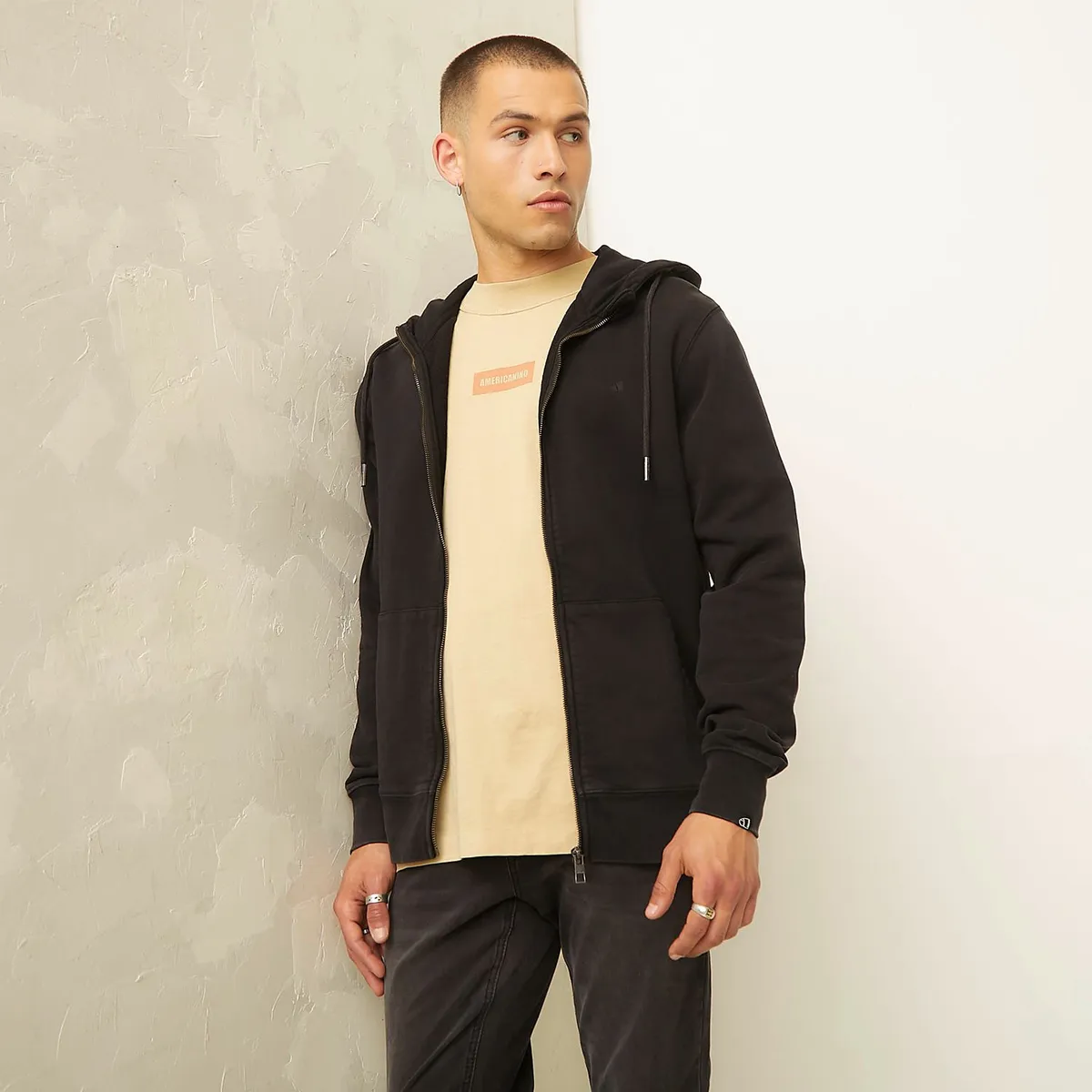 AMERICANINO - Polerón Full Zipper con Gorro Americanino Hombre Algodón