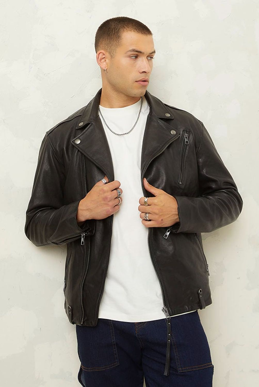 AMERICANINO - Chaqueta De Cuero Americanino Casual Fit Regular Hombre