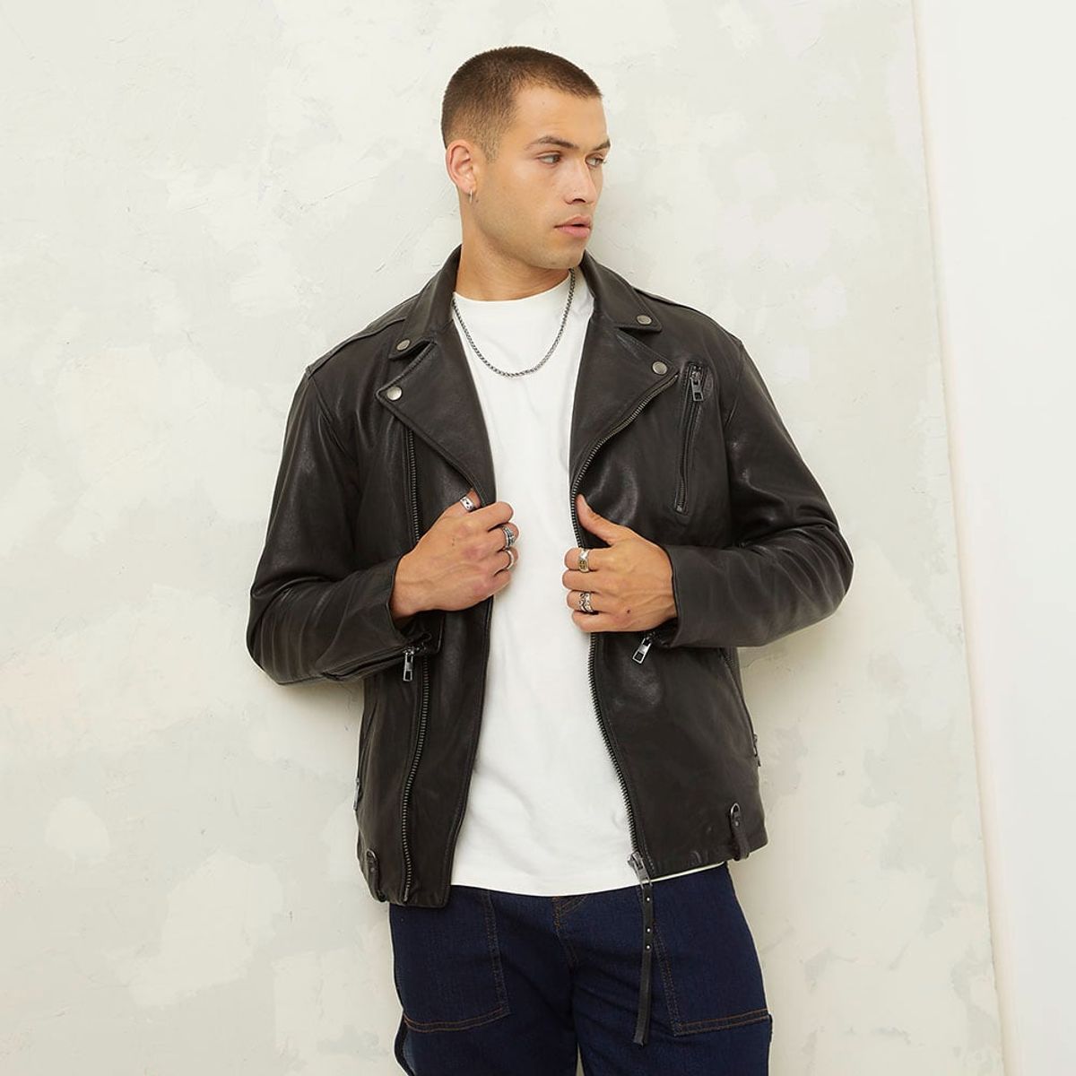 AMERICANINO - Chaqueta De Cuero Americanino Casual Fit Regular Hombre