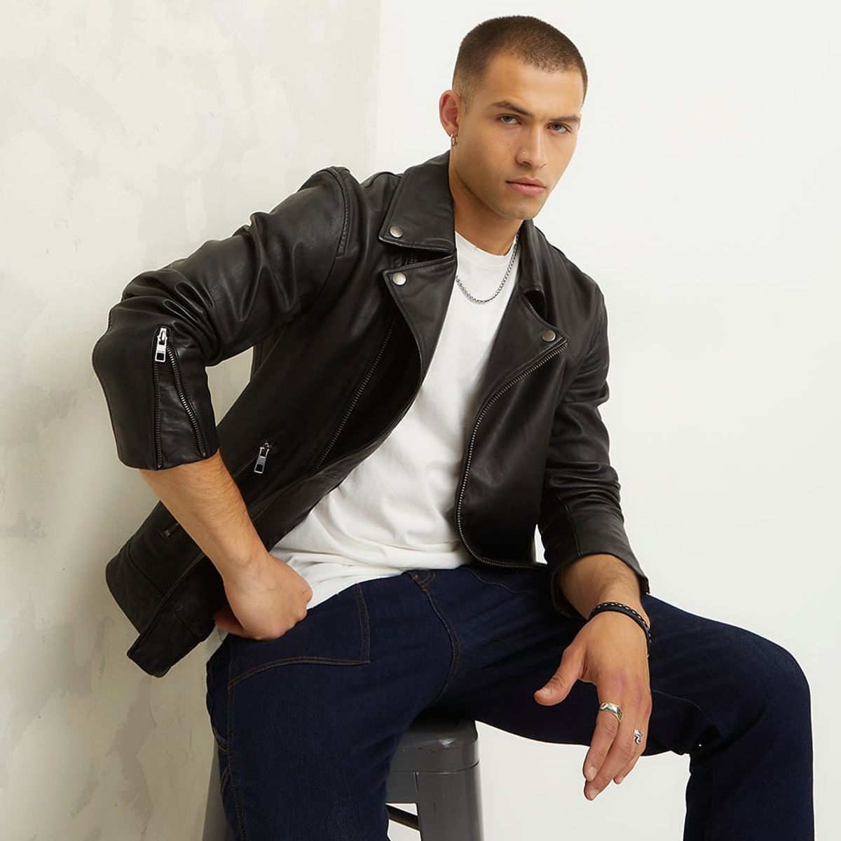 AMERICANINO - Chaqueta De Cuero Americanino Biker Urbana Hombre