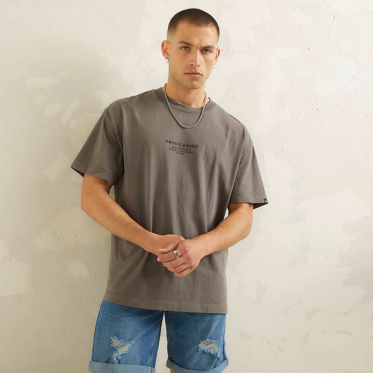 AMERICANINO - Polera Manga Corta Oversize Hombre Americanino