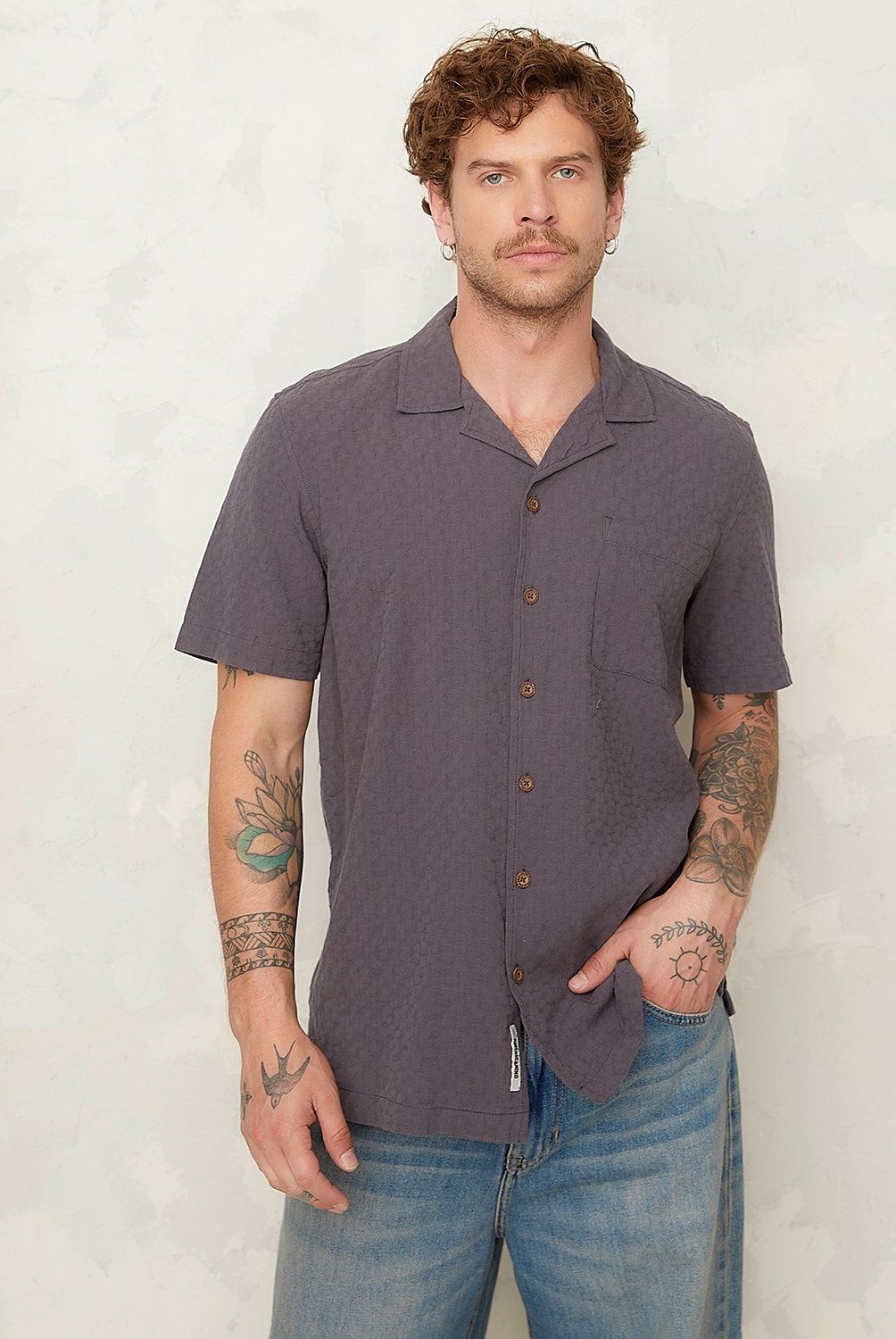 AMERICANINO - Camisa Casual Manga Corta Algodón Hombre Americanino
