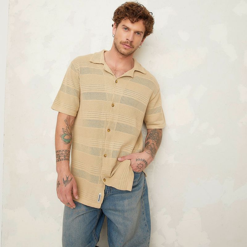 AMERICANINO - Camisa Casual Manga Corta Tejido Algodón Hombre Americanino