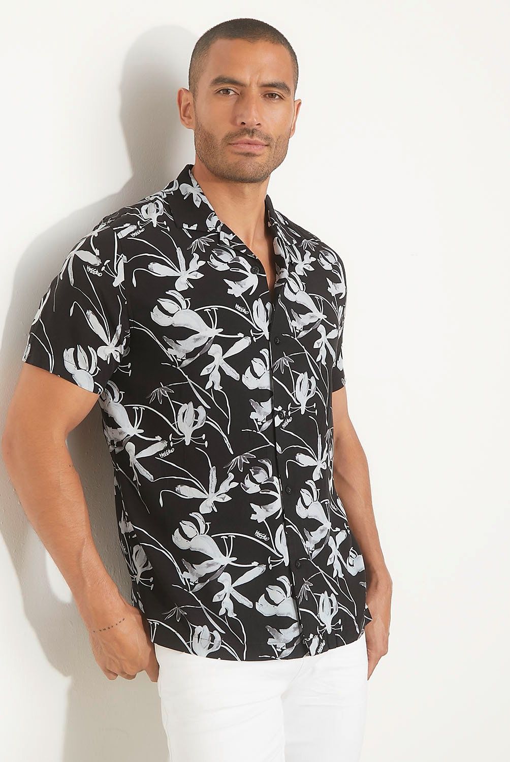 MOSSIMO - Camisa Casual Manga corta Viscosa Hombre Mossimo