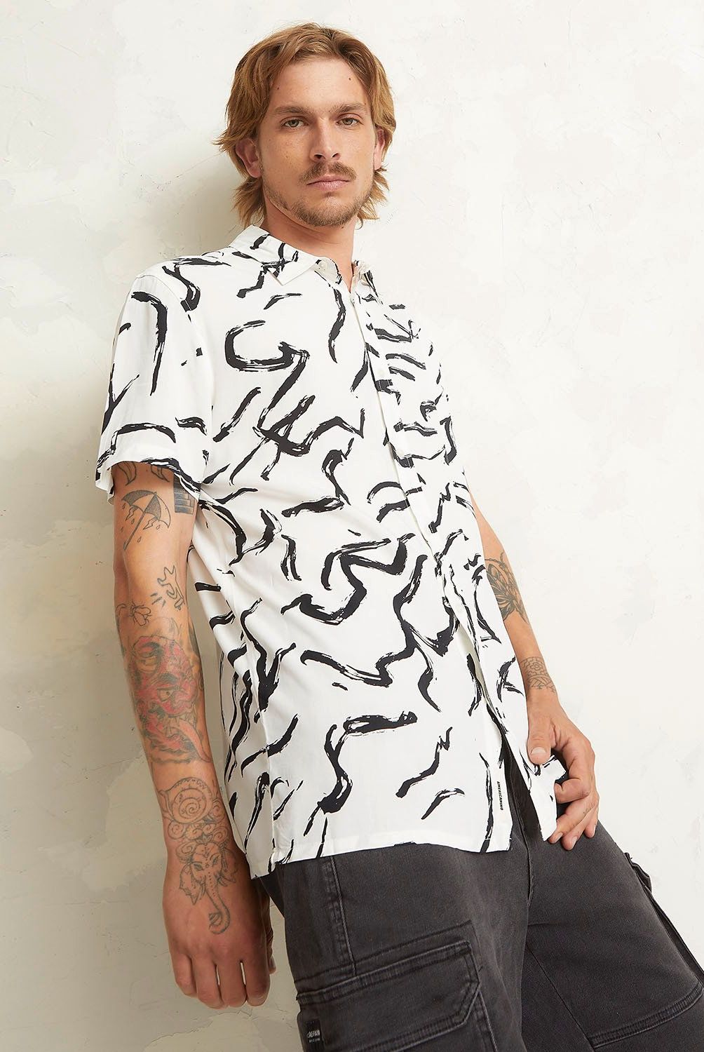 AMERICANINO - Camisa Casual Manga Corta Viscosa Hombre Americanino