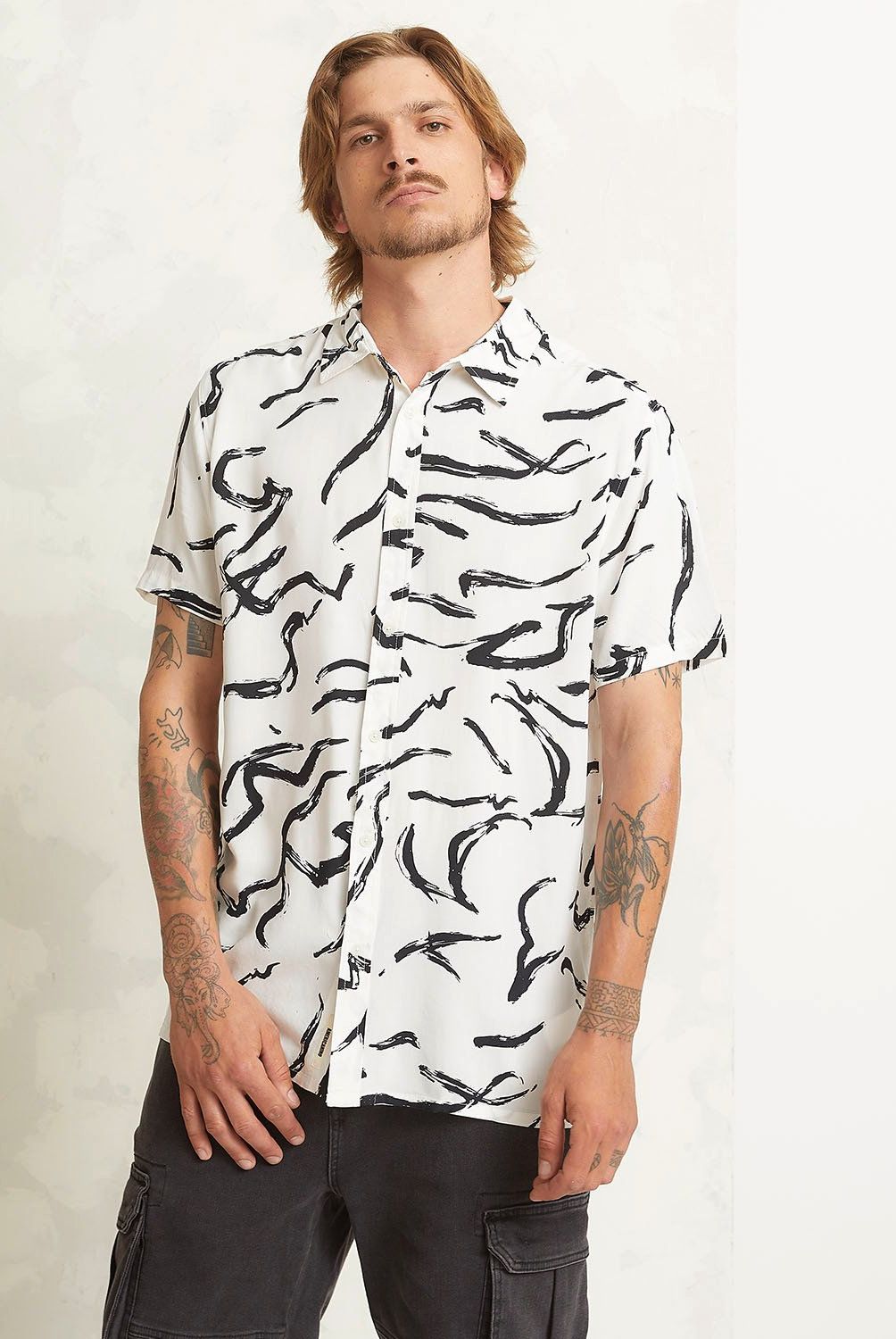 AMERICANINO - Camisa Casual Manga Corta Viscosa Hombre Americanino