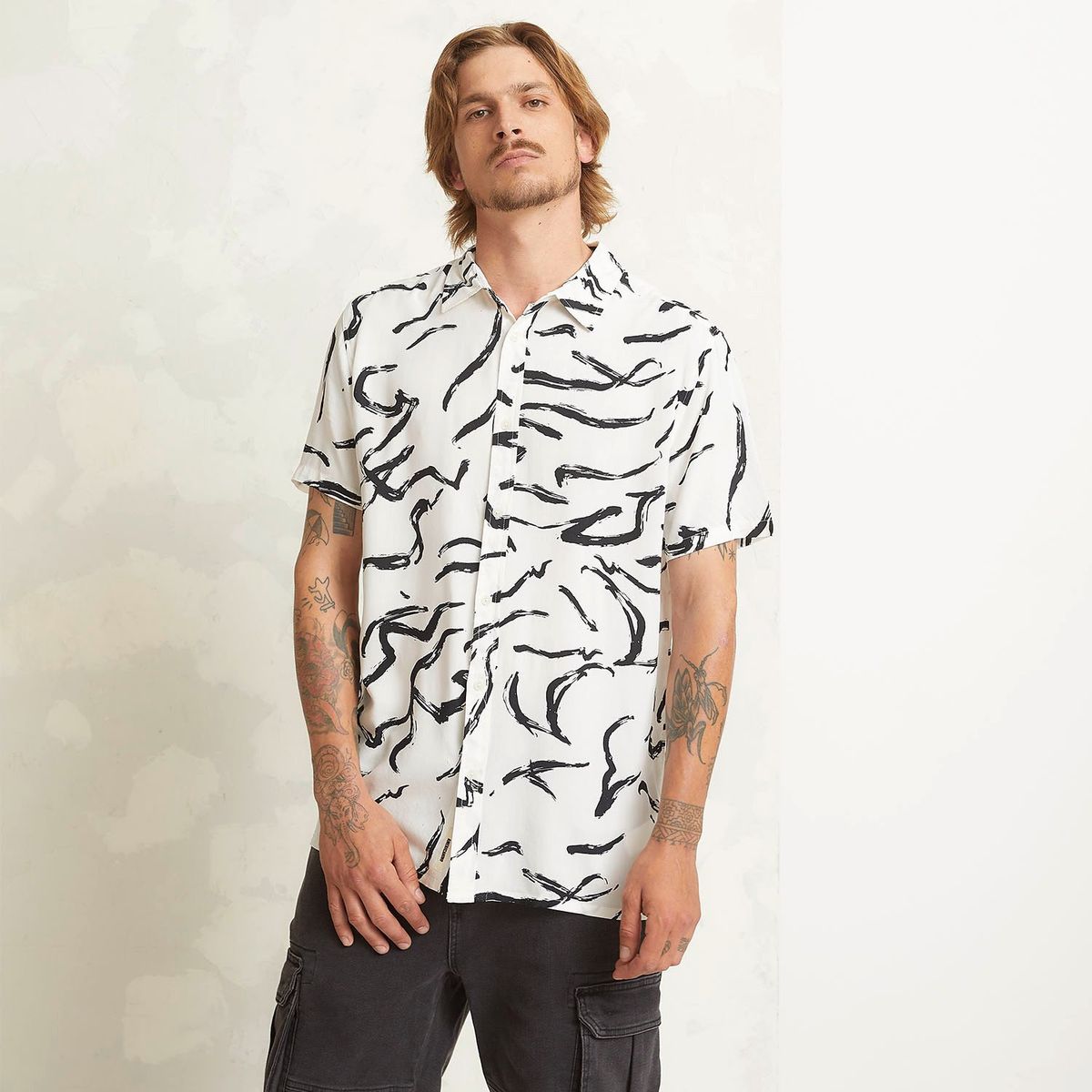 AMERICANINO - Camisa Casual Manga Corta Viscosa Hombre Americanino