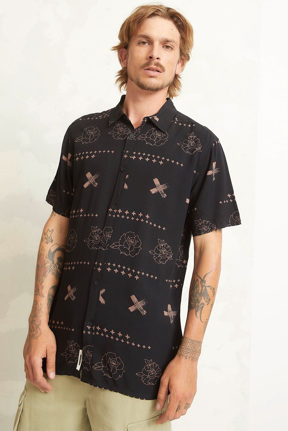 AMERICANINO - Camisa Casual Manga Corta Viscosa Hombre Americanino
