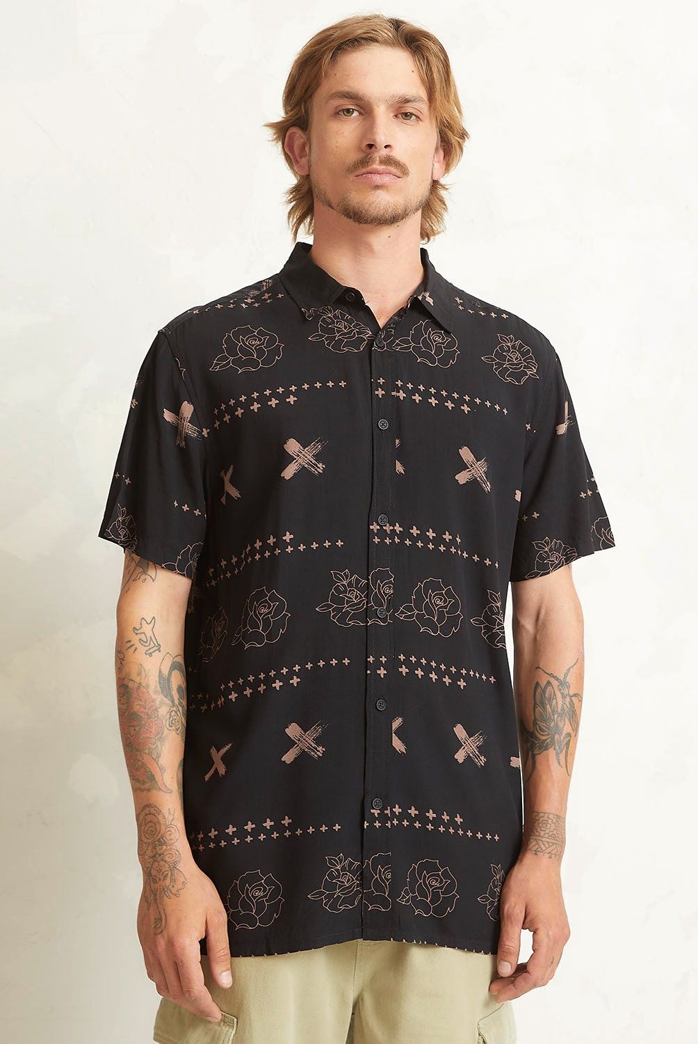 AMERICANINO - Camisa Casual Manga Corta Viscosa Hombre Americanino