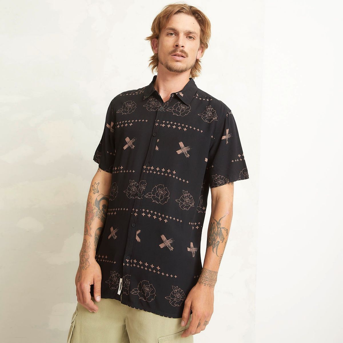 AMERICANINO - Camisa Casual Manga Corta Viscosa Hombre Americanino