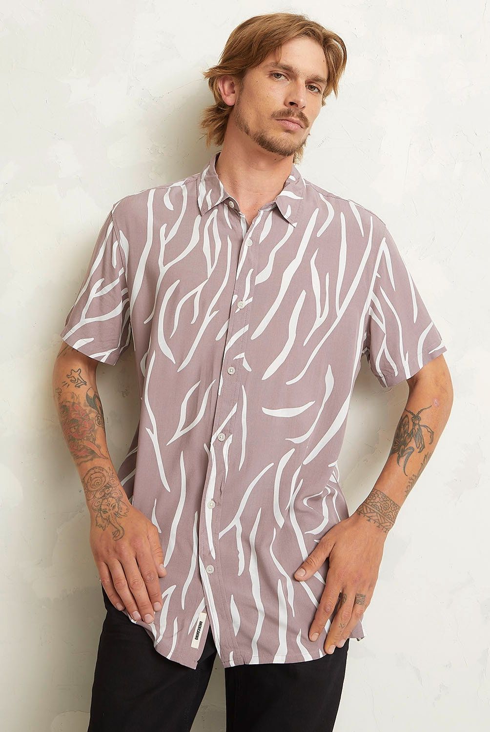 AMERICANINO - Camisa Casual Manga Corta Viscosa Hombre Americanino