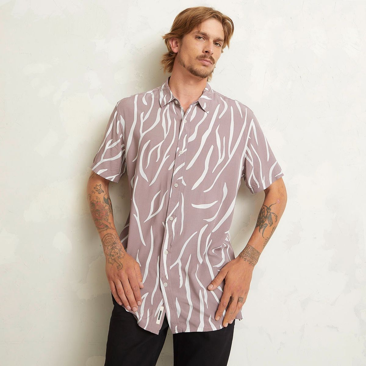 AMERICANINO - Camisa Casual Manga Corta Viscosa Hombre Americanino