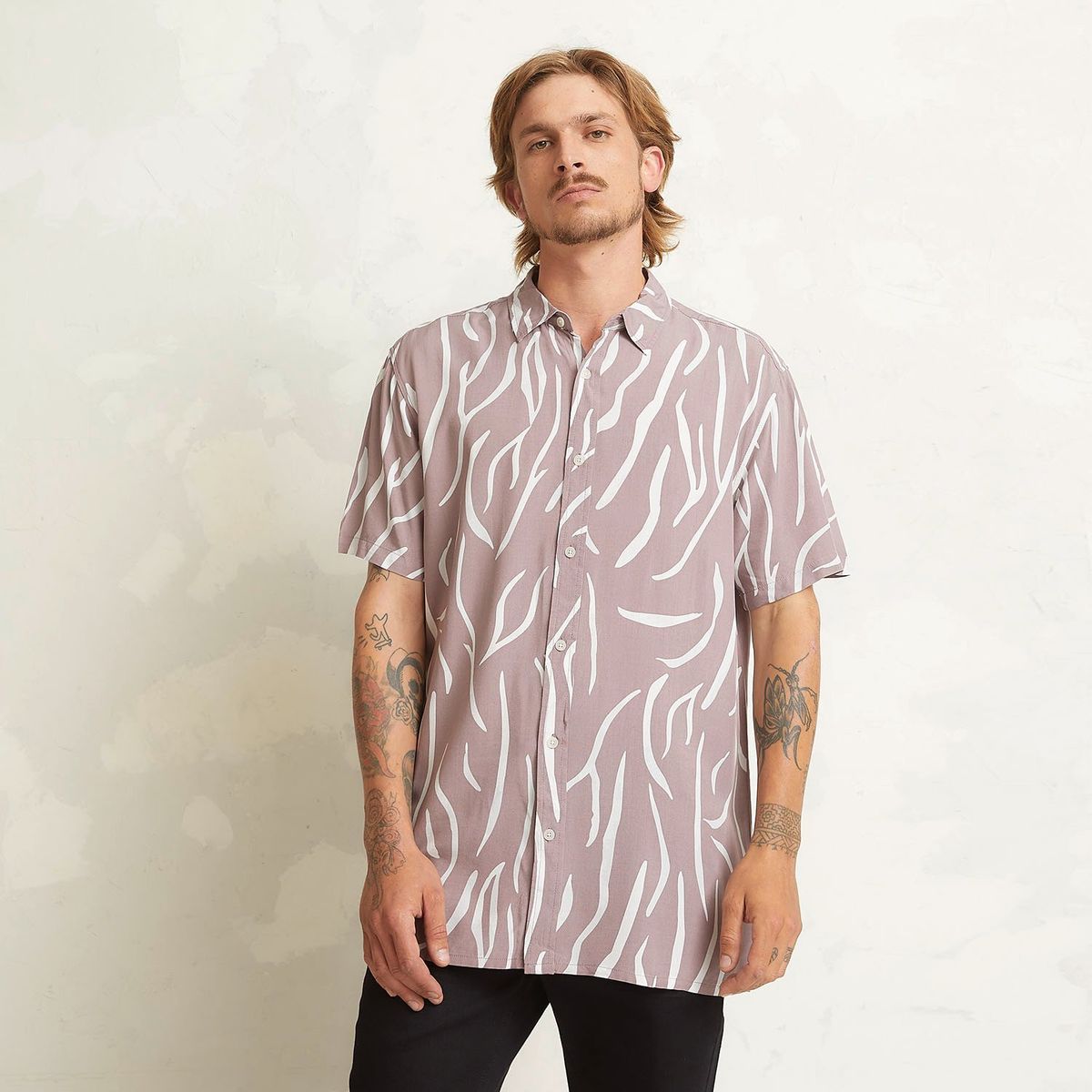 AMERICANINO - Camisa Casual Manga Corta Viscosa Hombre Americanino