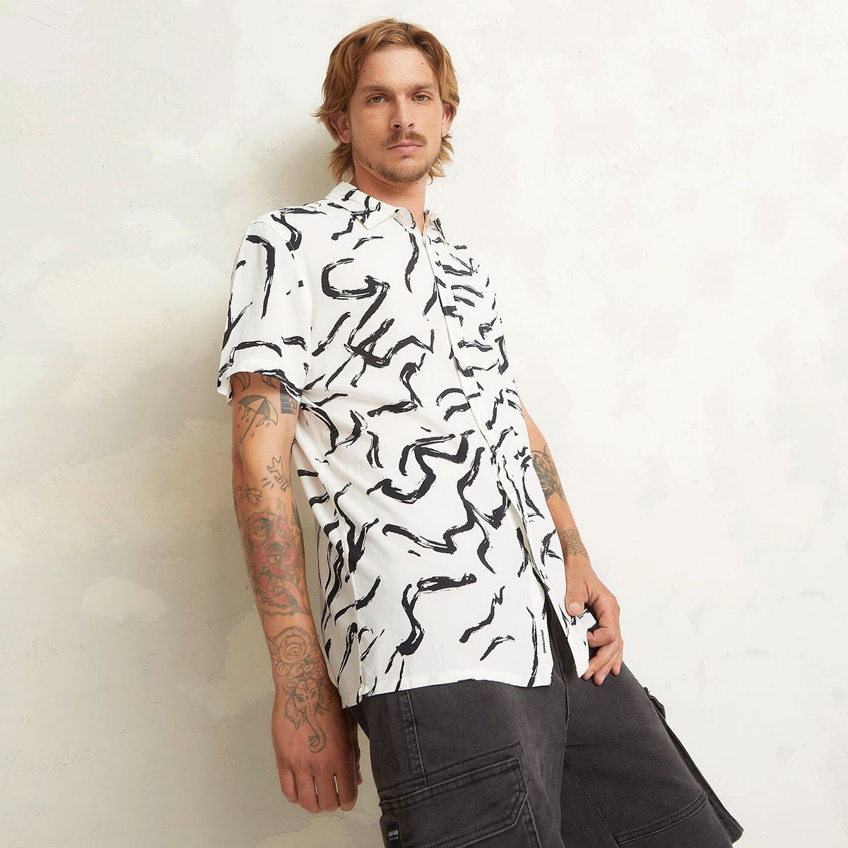 AMERICANINO - Camisa Casual Manga Corta Viscosa Hombre Americanino